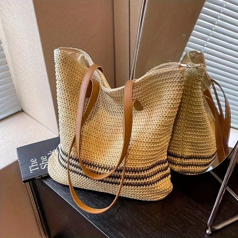 Geräumige Strandtasche mit strapazierfähigem Kunstledergriff Skanto