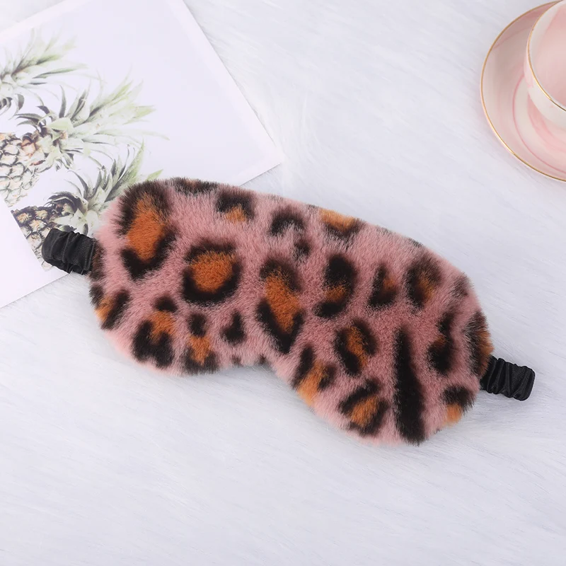 Luxuriöse Kunstfell-Augenmaske für Damen mit Leopardenmuster, extra weicher Polsterung und elastischem Komfortband Skanto