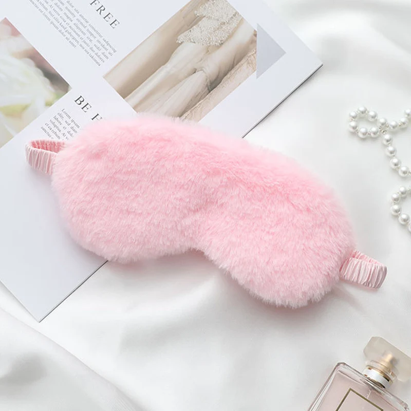 Nan flauschige ergonomische Augenmaske für Damen mit verstellbarem Satinband und weichem Kunstfellbezug Skanto
