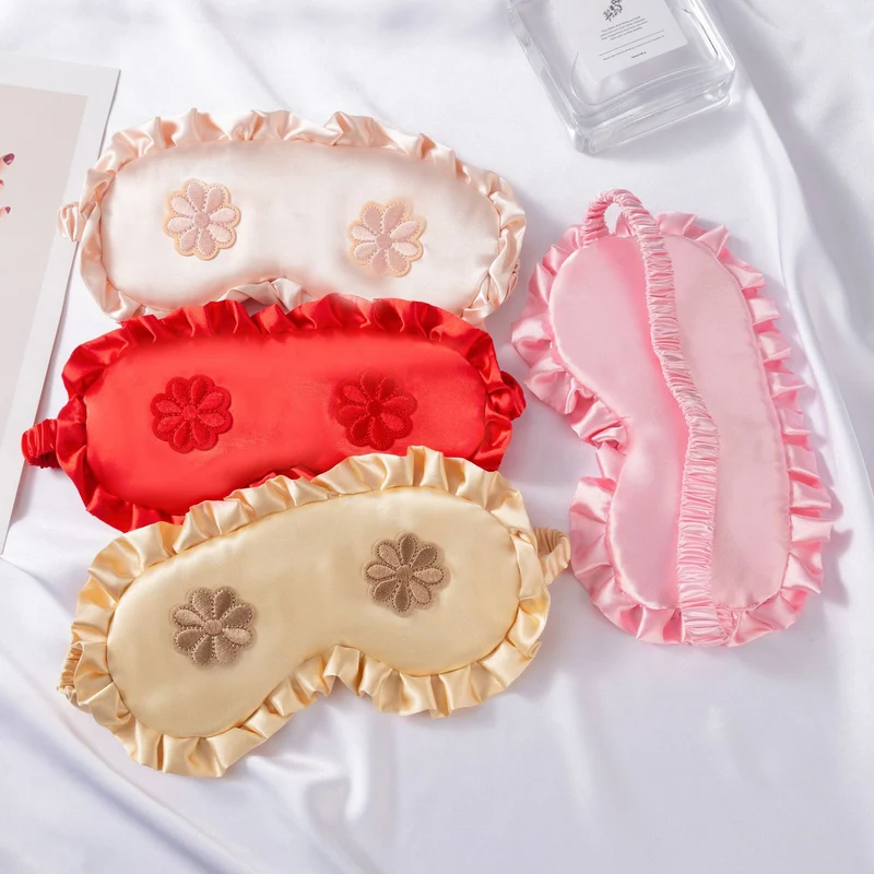 Bestickte Satin-Schlafmaske für Damen mit Rüschenbesatz und weicher Polsterung Skanto