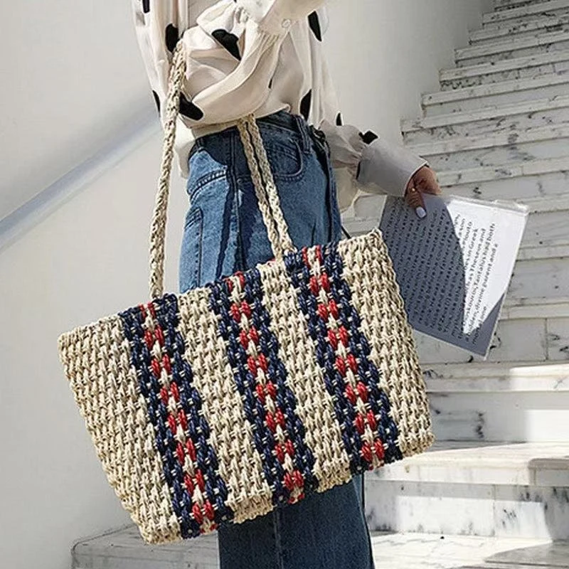 Handgefertigte Strandtasche mit farbenfrohem Muster Skanto