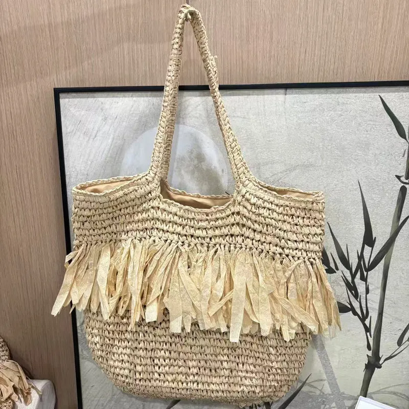Geflochtene Tasche mit Fransen-Design Skanto