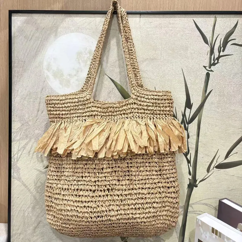 Geflochtene Tasche mit Fransen-Design Skanto