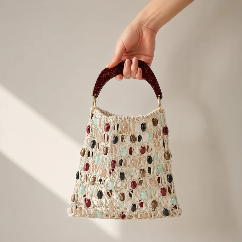 Exklusive Makramee-Tasche mit Schmuckdetails Skanto