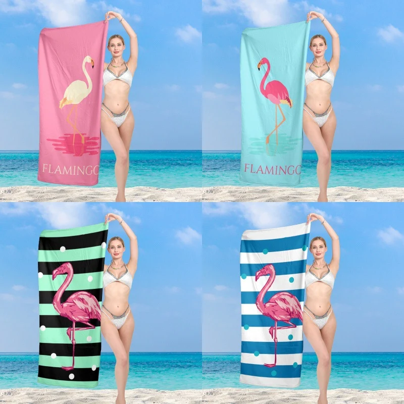 Premium Strandtuch mit lebhaftem Flamingo-Design Skanto