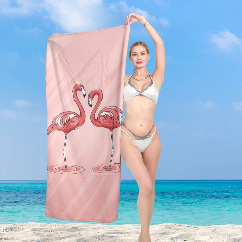 Premium Strandtuch mit lebhaftem Flamingo-Design Skanto