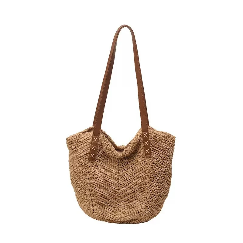 Schultertasche aus gewebtem Stroh-Mix Skanto