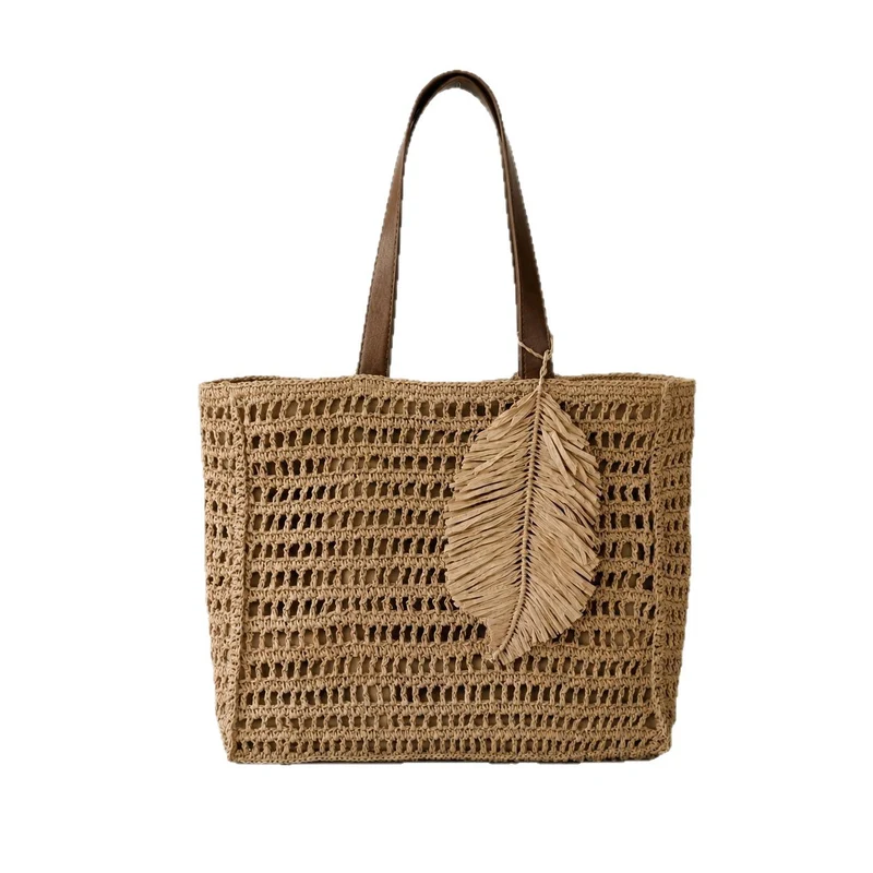 Makramee Strandtasche mit Leder-Details Skanto