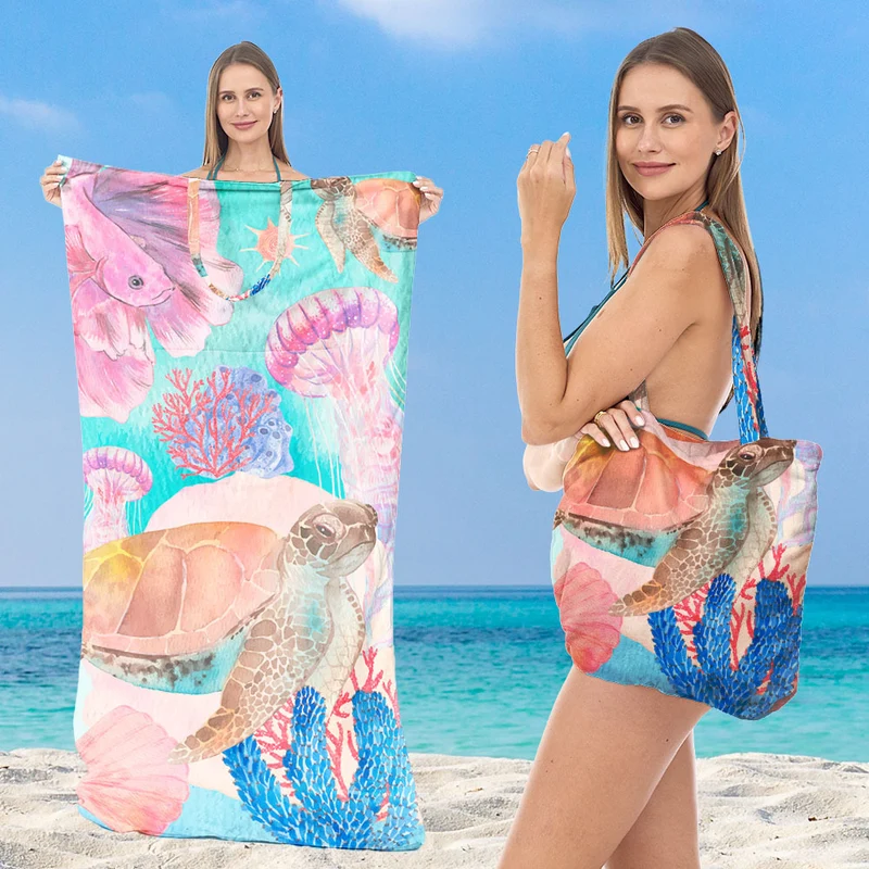 Strandtuch mit integriertem Tragebeutel-Design Skanto