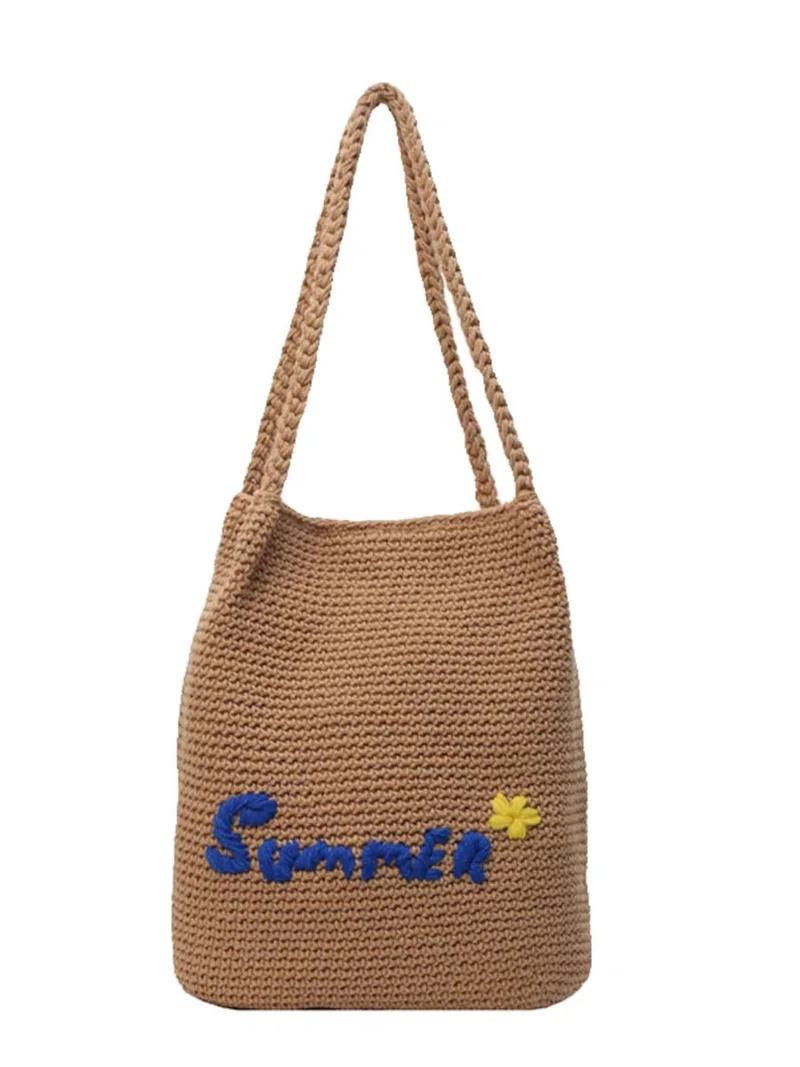 Makramee-Strandtasche mit Sommermotiv Skanto