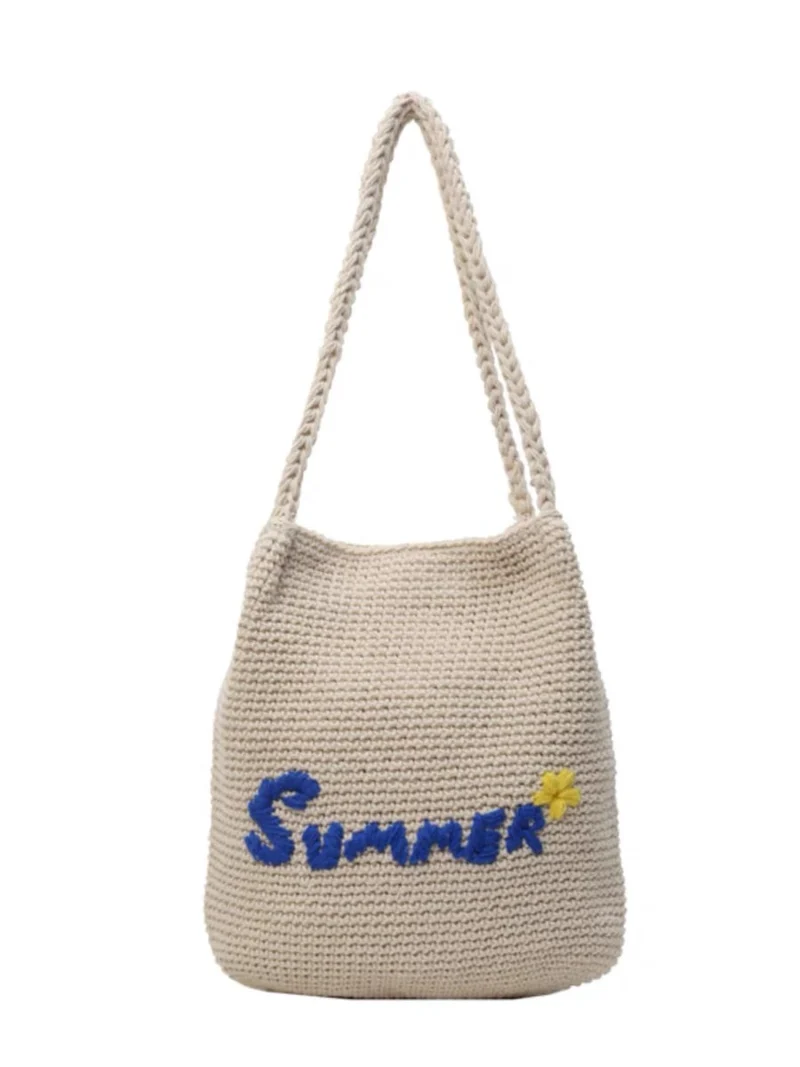 Makramee-Strandtasche mit Sommermotiv Skanto