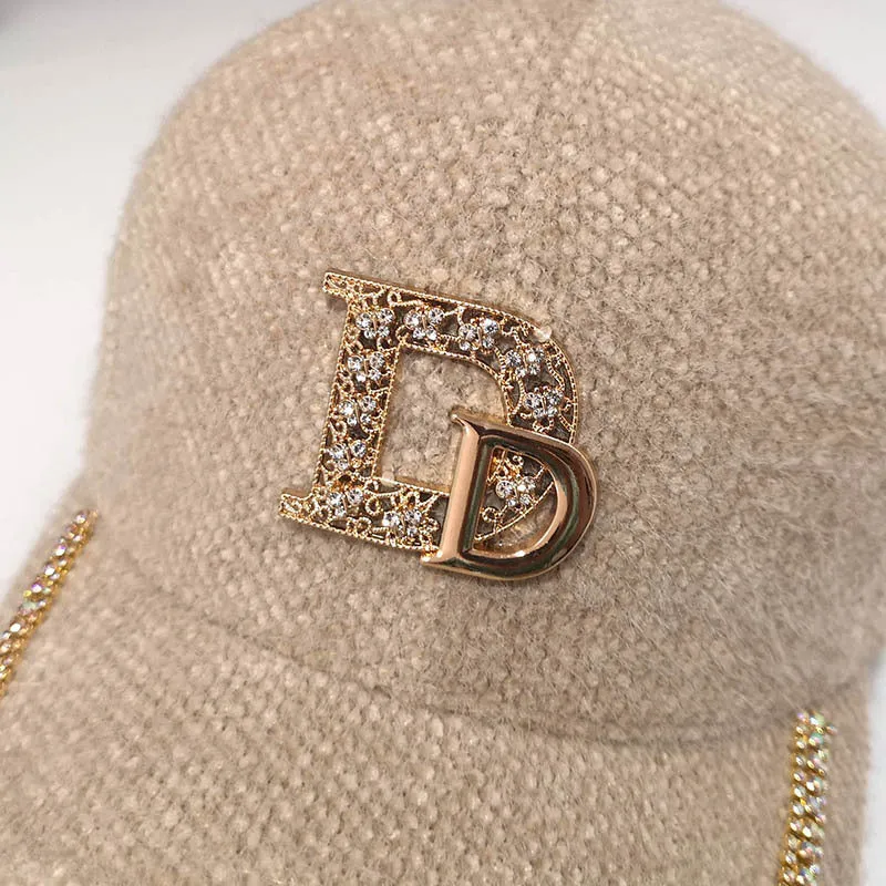 Damen Luxuriöse Verzierte Fleece Baseball Cap Skanto