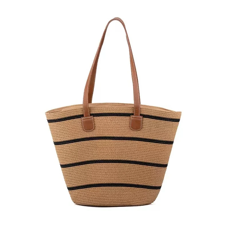 Stroh-Handtasche mit strukturierten Akzenten Skanto