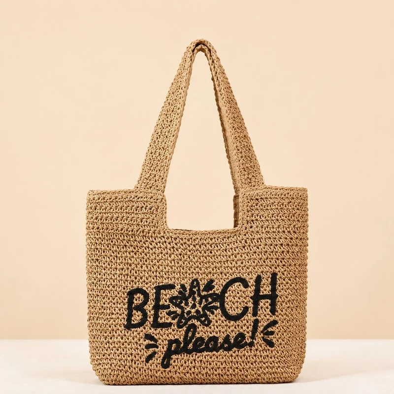 Strandtasche mit gesticktem Text Skanto