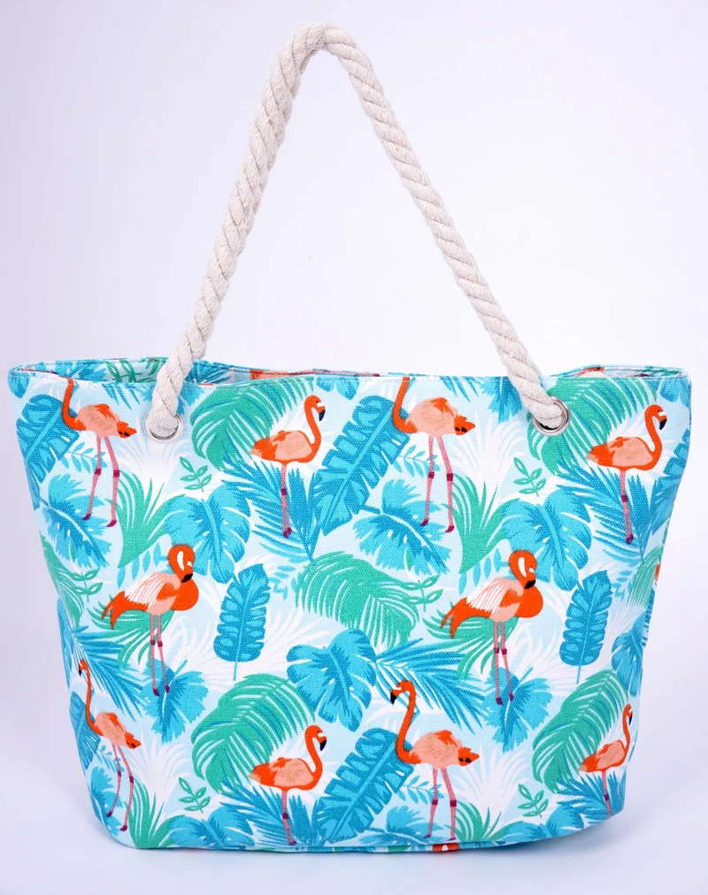 Große Strandtasche mit lebhaften Flamingo-Motiven Skanto