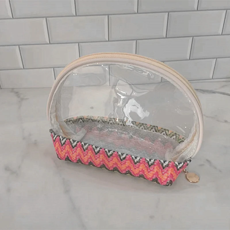 Transparente Kosmetiktasche mit farbigem Boden Skanto