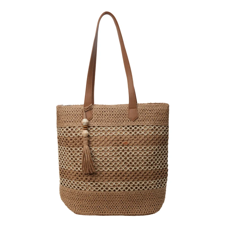 Shopper aus geflochtenem Naturmaterial mit verspieltem Quasten-Detail Skanto