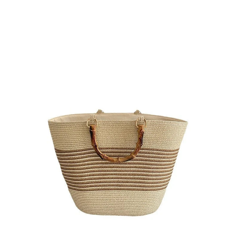Stilvolle Strohtasche mit hochwertigem Holzgriff Skanto