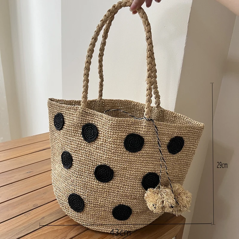 Handgefertigte Strohtasche mit weichem Innenfutter Skanto
