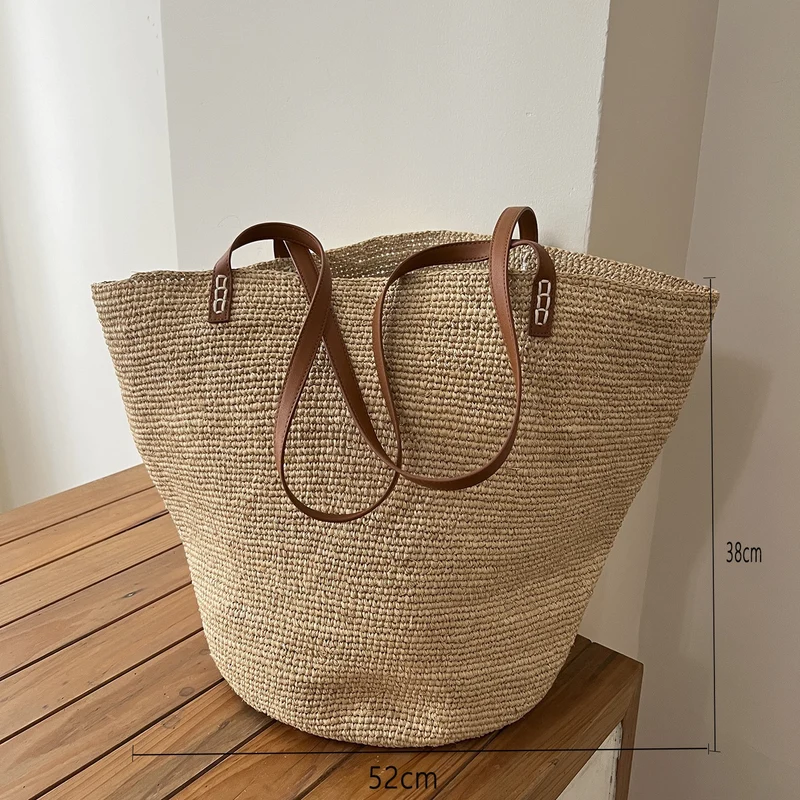 Handgefertigte Strohtasche mit weichem Innenfutter Skanto