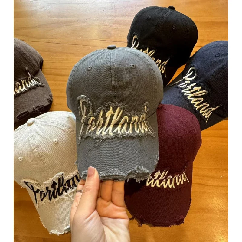 Unisex Distressed Baumwoll-Baseballkappe Skanto