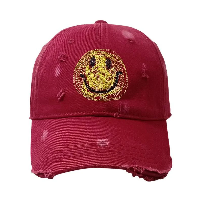 Damen Baseball Cap im Used-Look mit Smiley-Gesicht Skanto