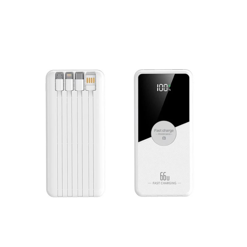 Multifunktionale Powerbank mit Schnellladefunktion und integrierten Kabeln Skanto