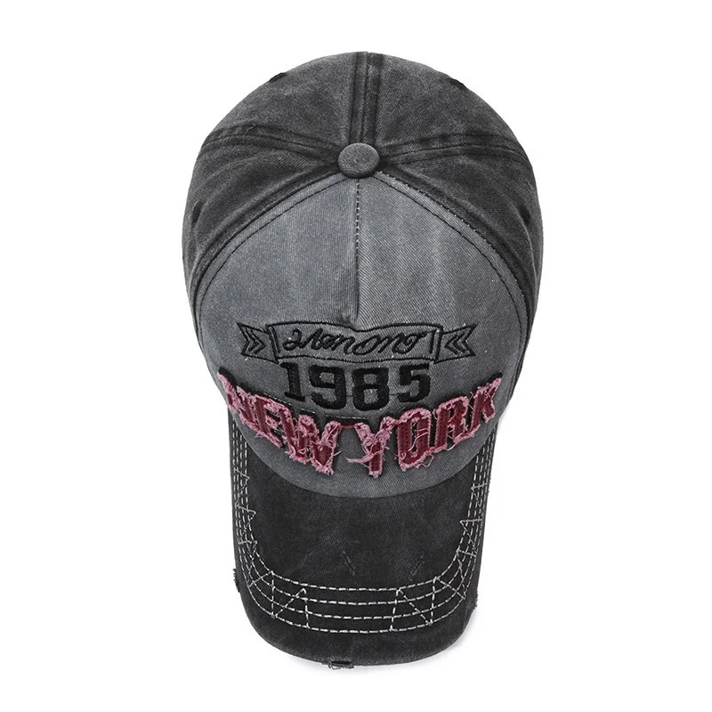 Herren Distressed Baumwoll-Baseballkappe mit Grafik Skanto