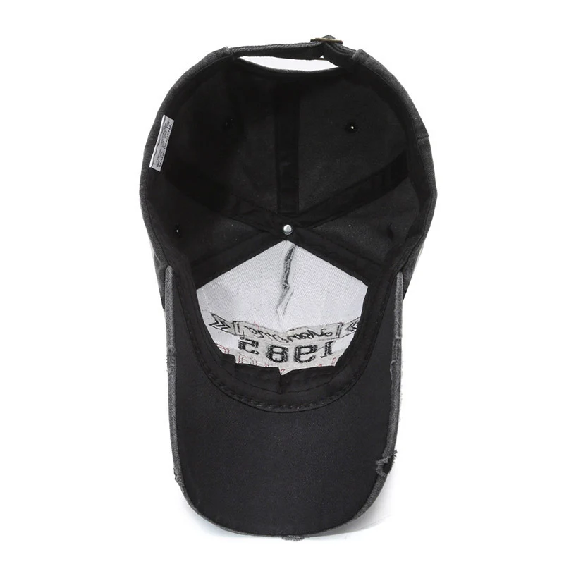 Herren Distressed Baumwoll-Baseballkappe mit Grafik Skanto
