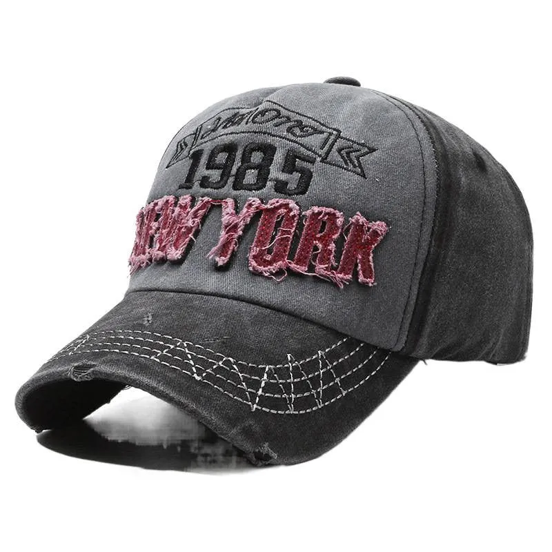 Herren Distressed Baumwoll-Baseballkappe mit Grafik Skanto