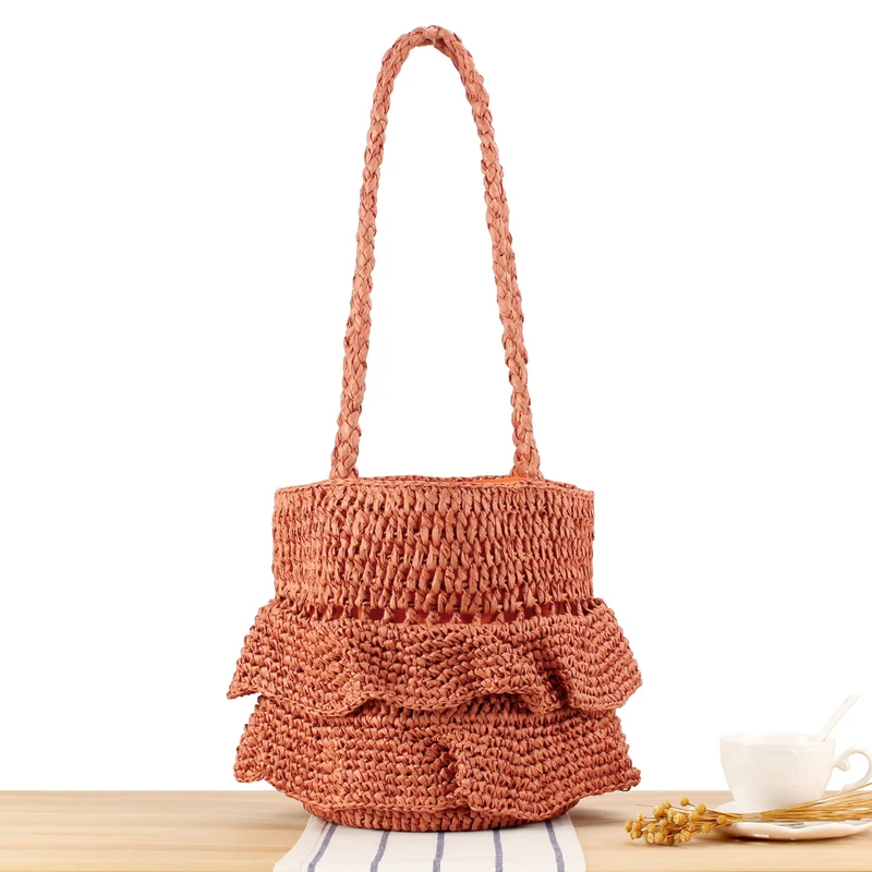 Geflochtene Rucksacktasche mit stilvollen Rüschendetails Skanto