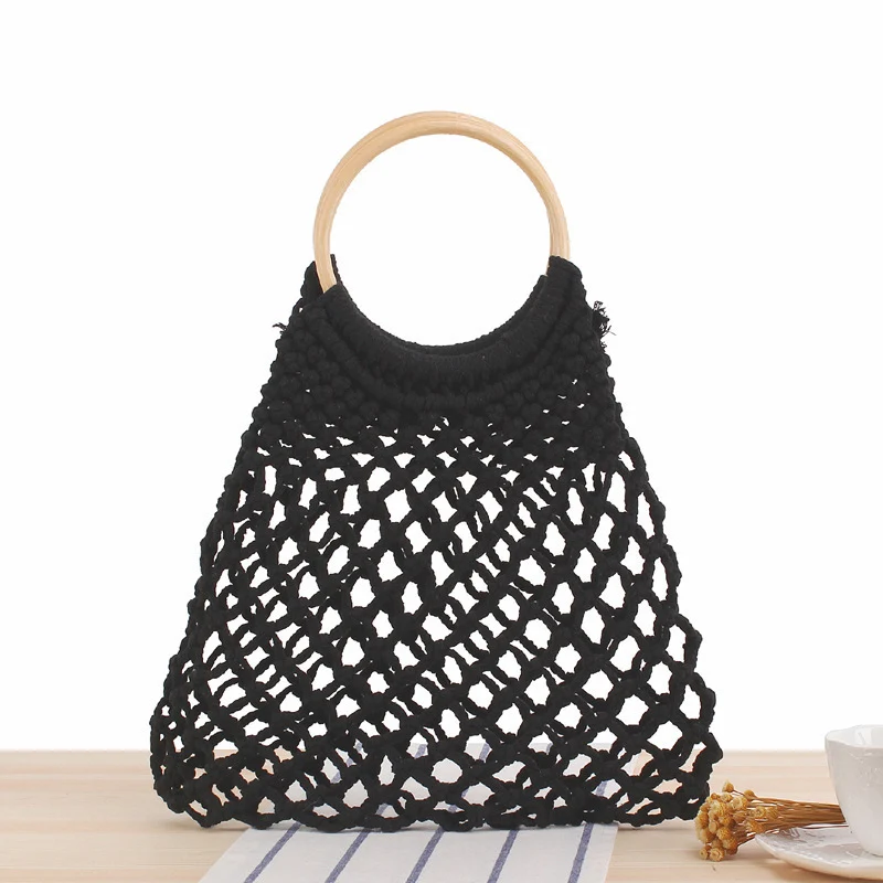 Makramee-Korb mit rundem Holzgriff Skanto