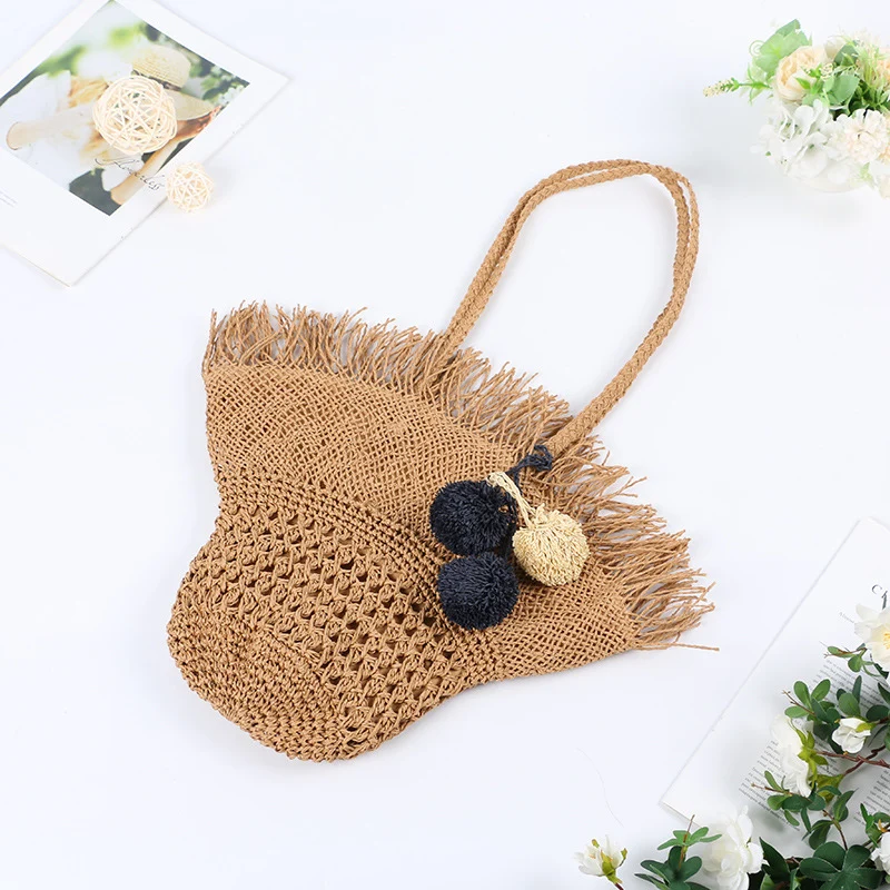 Elegante Korbtasche mit Fransen-Design Skanto