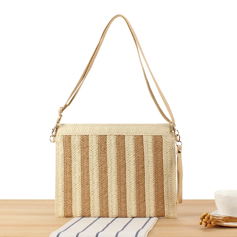 Handtasche aus geflochtenem Material mit stilvollem Streifenmuster Skanto
