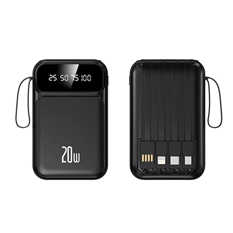 Powerbank mit integrierten Kabeln und LED-Anzeige Skanto