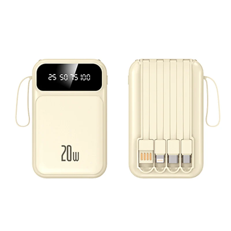 Powerbank mit integrierten Kabeln und LED-Anzeige Skanto