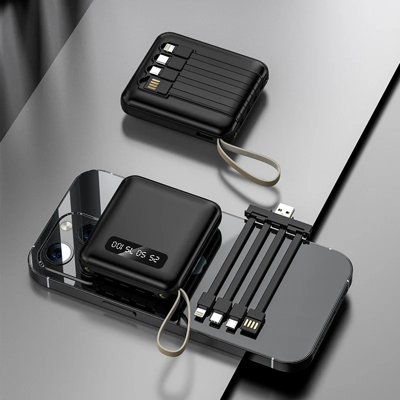Multifunktionale Powerbank mit integriertem Ladekabel Skanto
