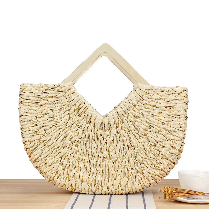 Geflochtene Abendtasche mit elegantem Holzgriff Skanto
