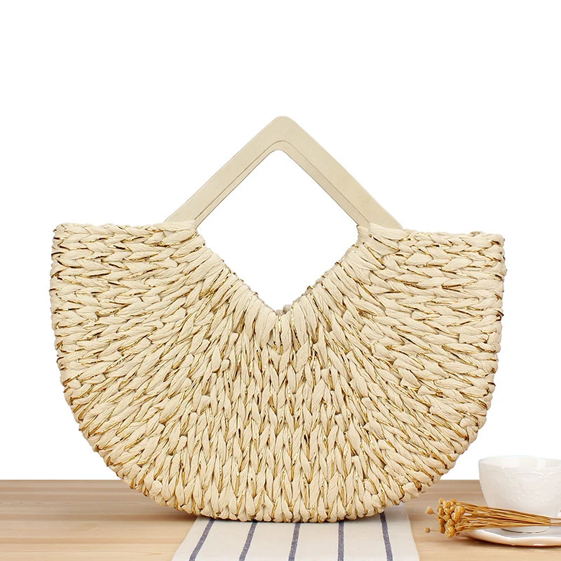 Geflochtene Abendtasche mit elegantem Holzgriff Skanto