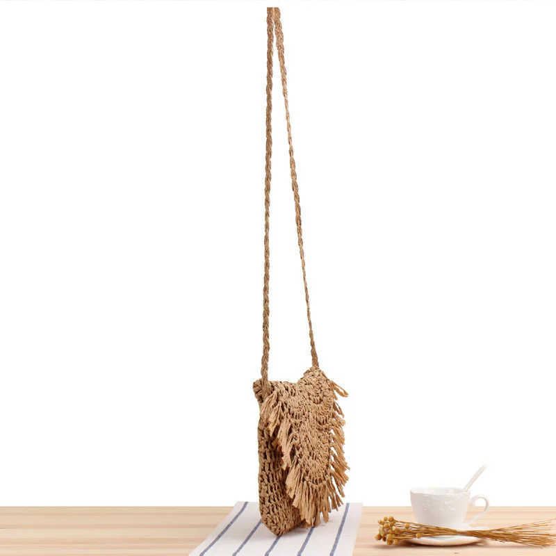 Handgefertigte Makramee-Crossbody-Tasche mit Fransen-Design Skanto