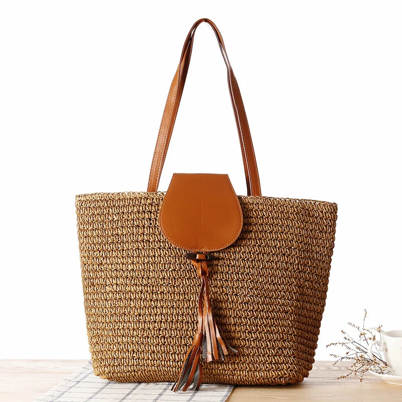 Elegante Korbtasche mit Lederdetails Skanto