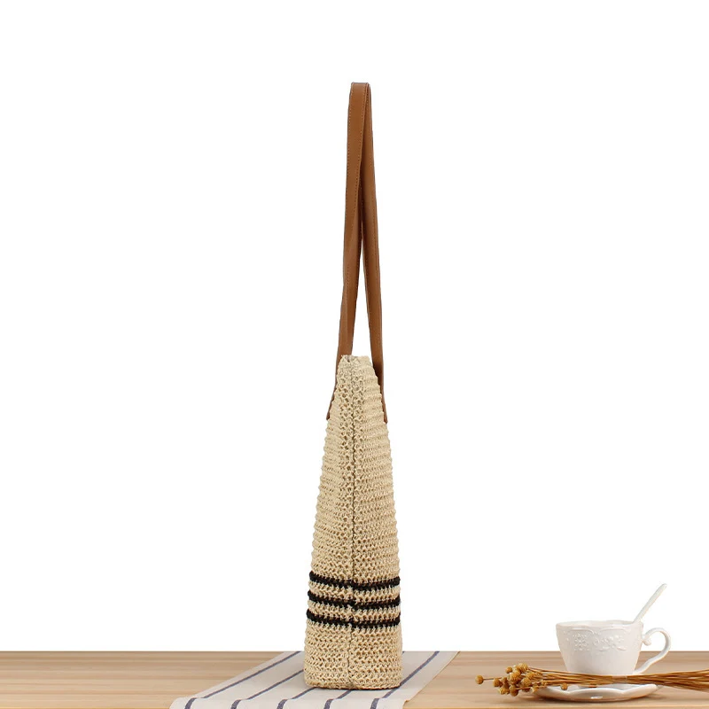Geflochtene Strandtasche mit Ledergriff Skanto