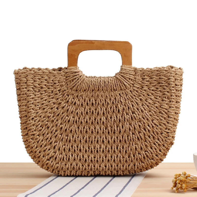 Geflochtene Strandtasche mit Holzgriff Skanto