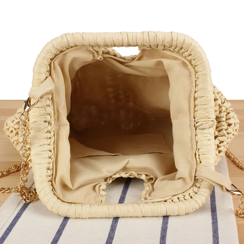 Handgefertigte Makramee-Tasche mit Ketten-Schulterriemen Skanto