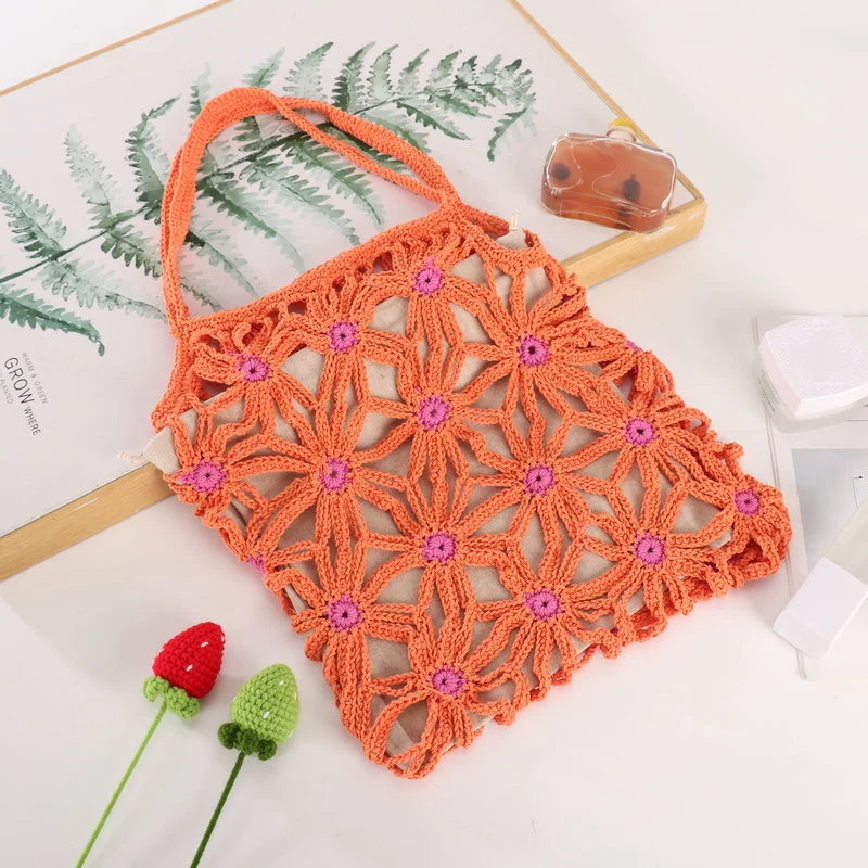 Handgefertigte, floral verzierte Einkaufstasche Skanto