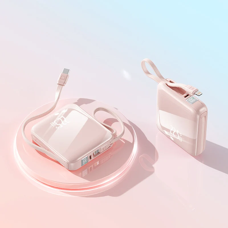 Tragbare Powerbank mit integriertem Ladekabel und Digitalanzeige Skanto