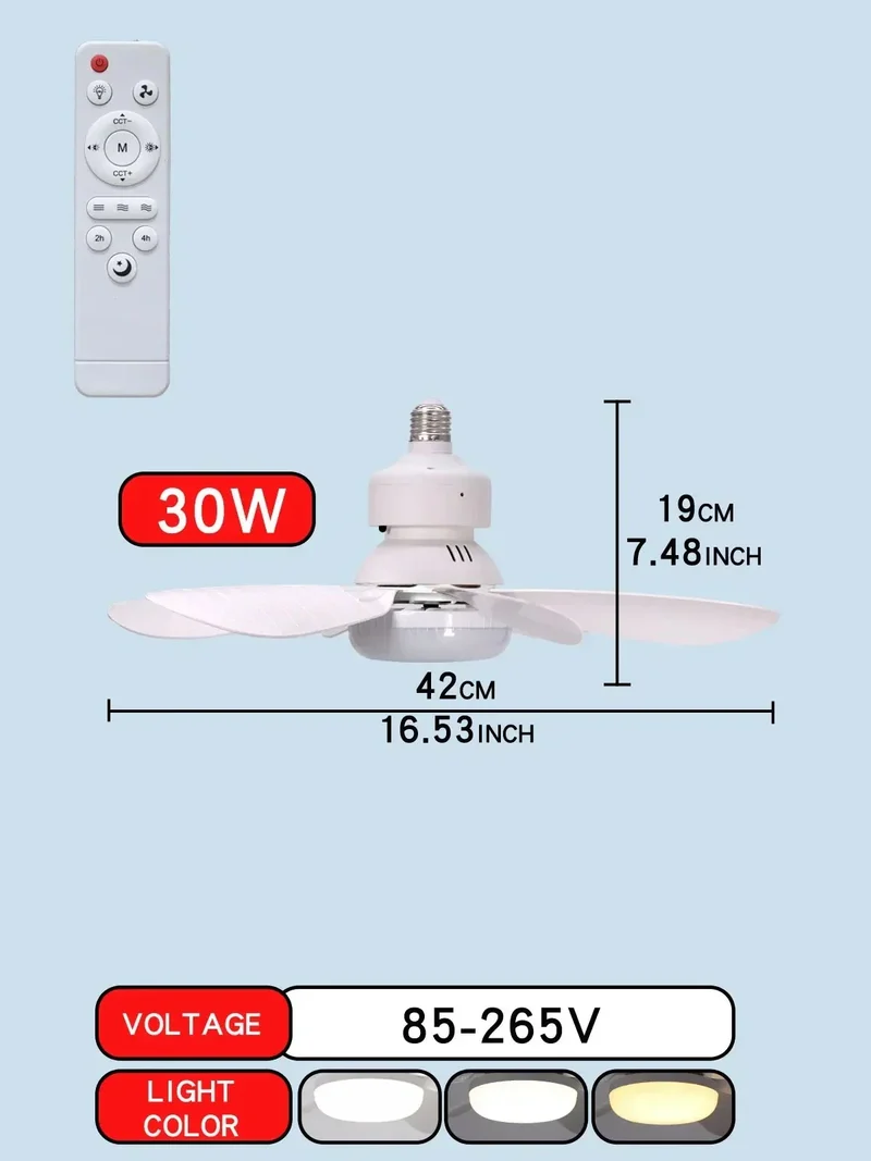 Deckenventilator LED mit Fernbedienung und dimmbarem Licht | Skanto