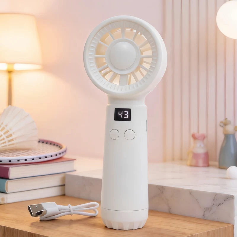 Tragbarer USB-Handventilator für Damen mit LED-Anzeige und einstellbaren Geschwindigkeiten Skanto