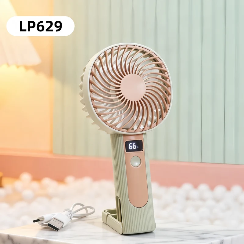 Tragbarer USB-Handventilator für Damen mit LED-Anzeige und einstellbaren Geschwindigkeiten Skanto