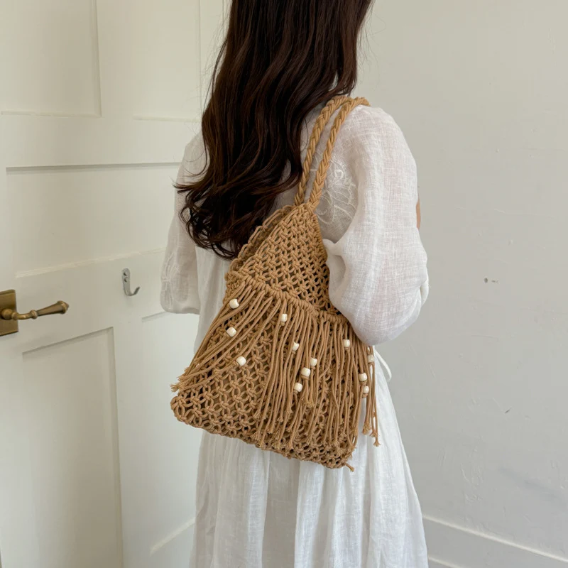 Handgemachte Makramee-Tasche mit Quasten Skanto